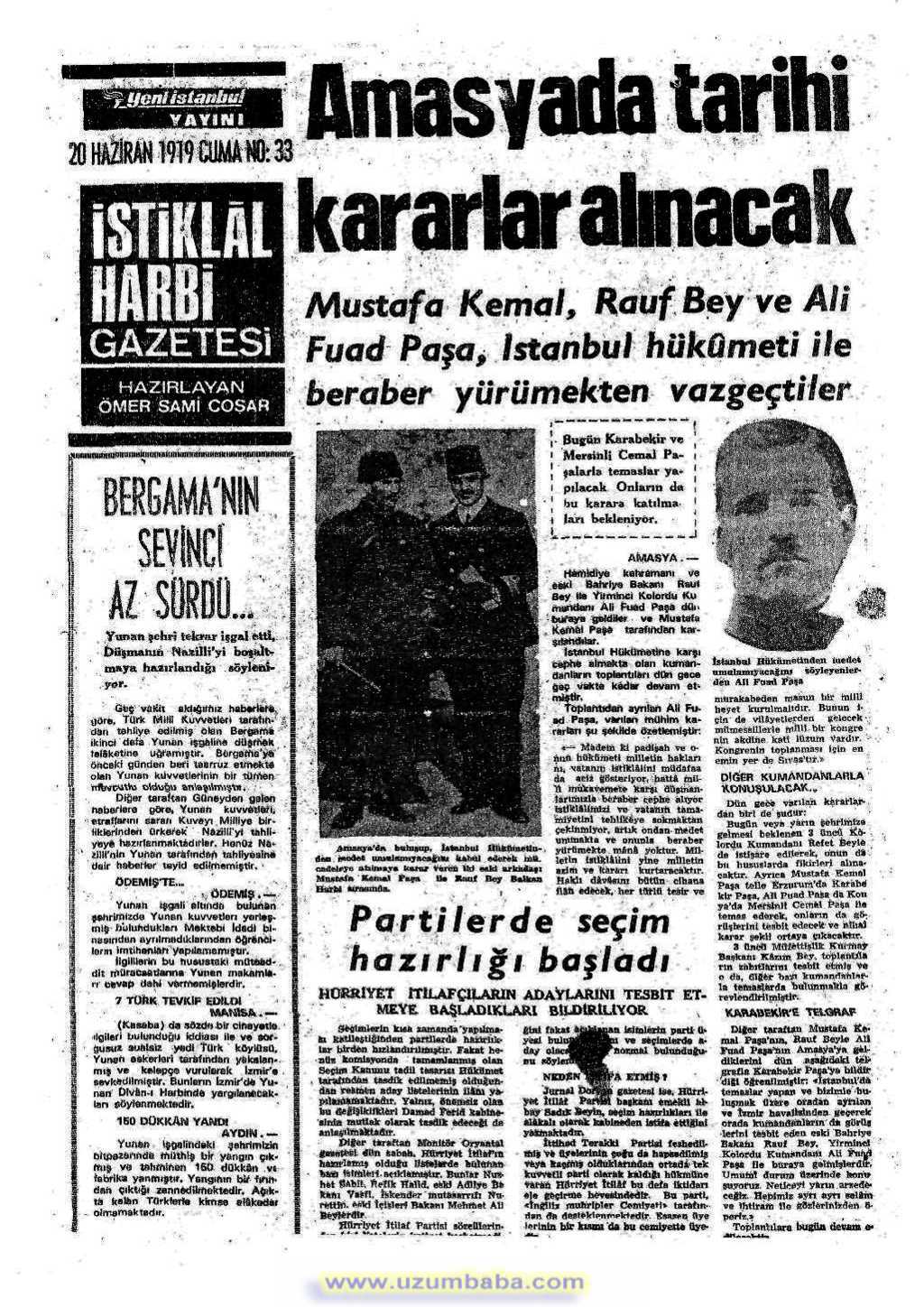 istiklal harbi gazetesi 20 haziran 1919