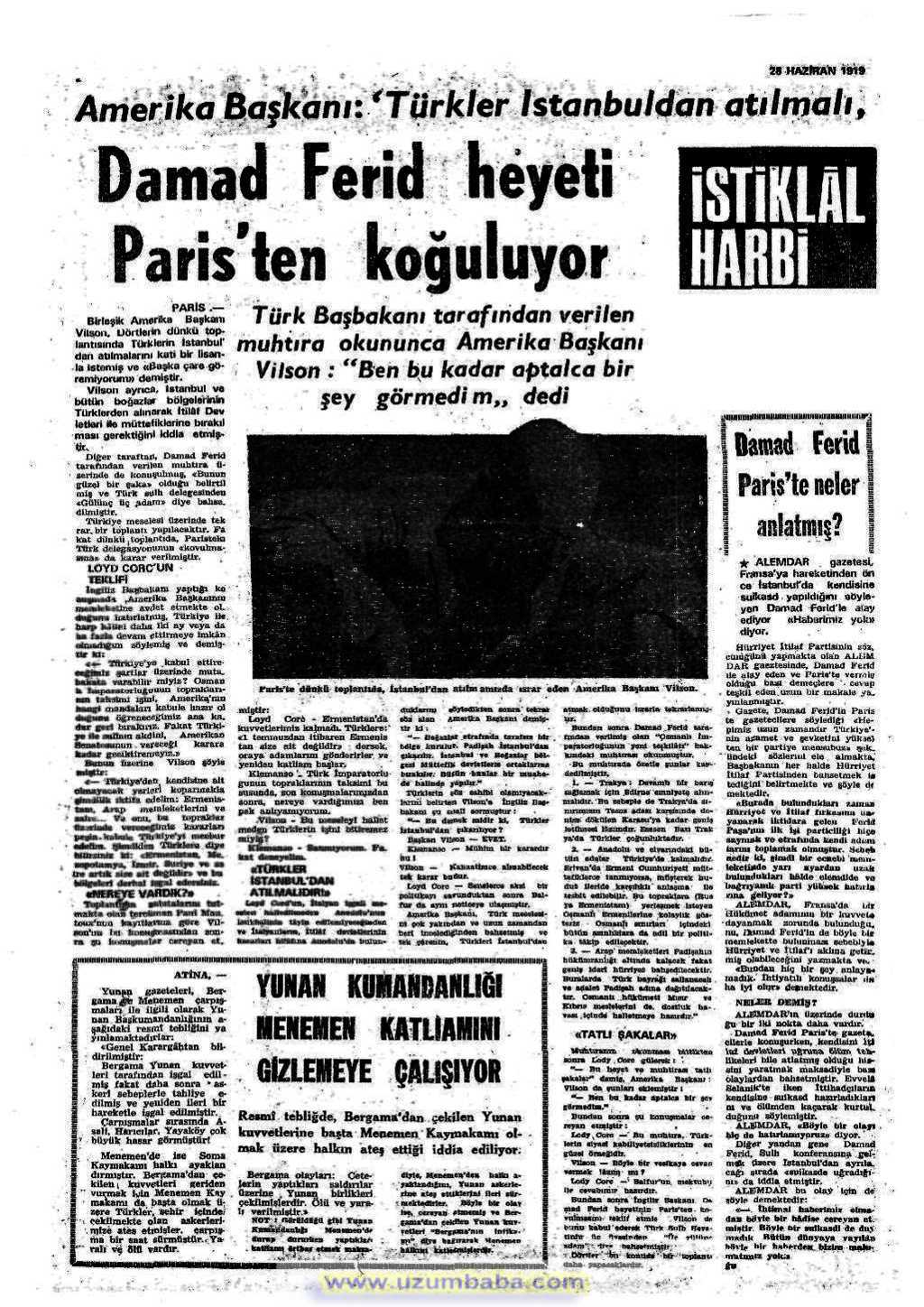 istiklal harbi gazetesi 28 haziran 1919