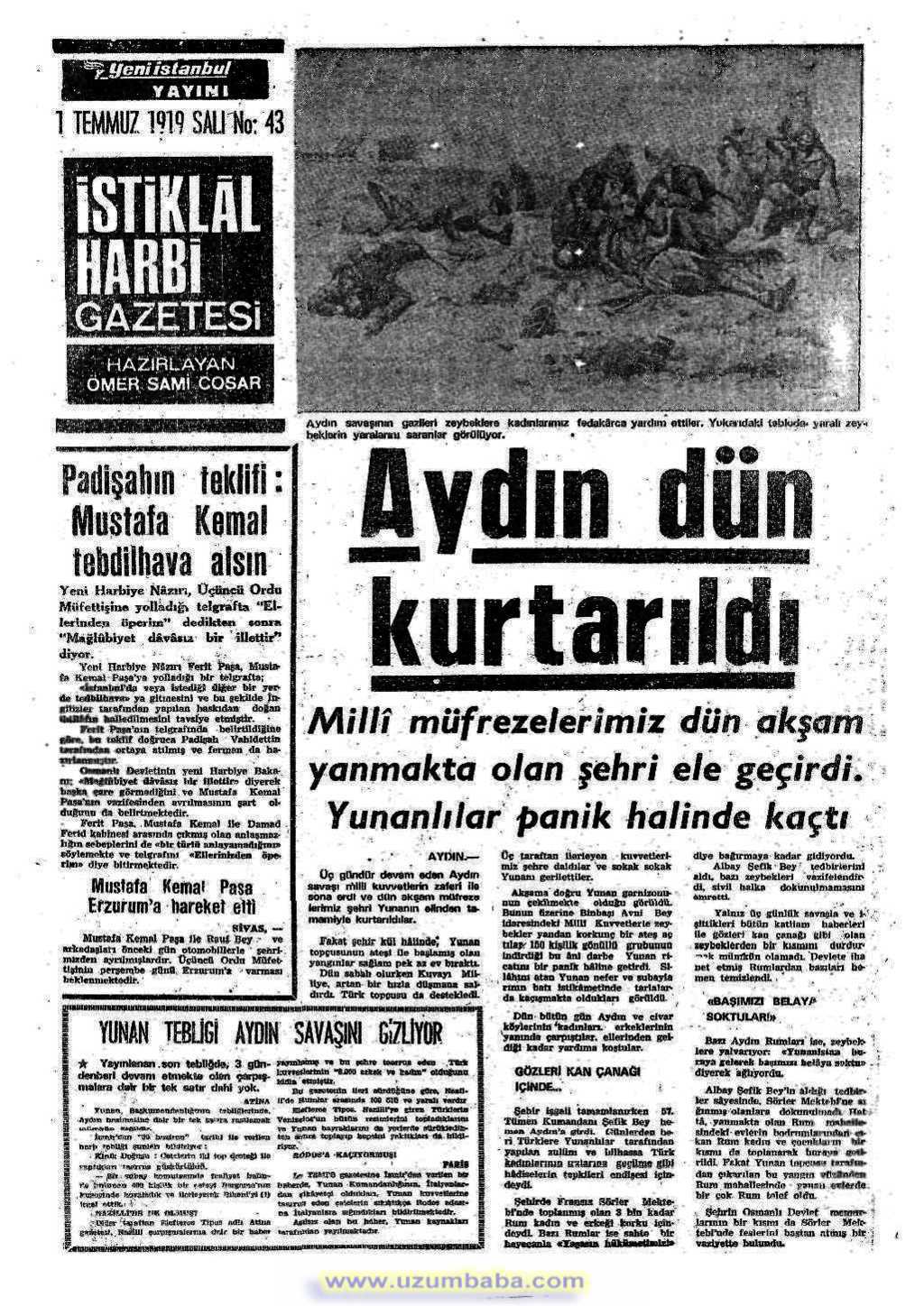 istiklal harbi gazetesi 1 temmuz1919