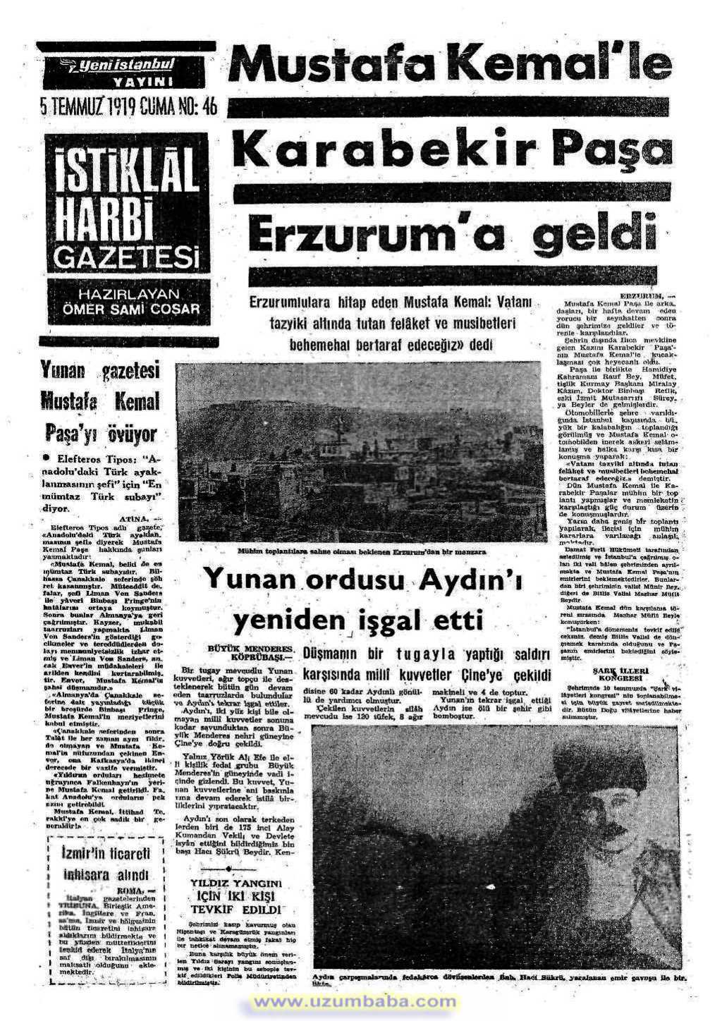 istiklal harbi gazetesi 5 temmuz 1919