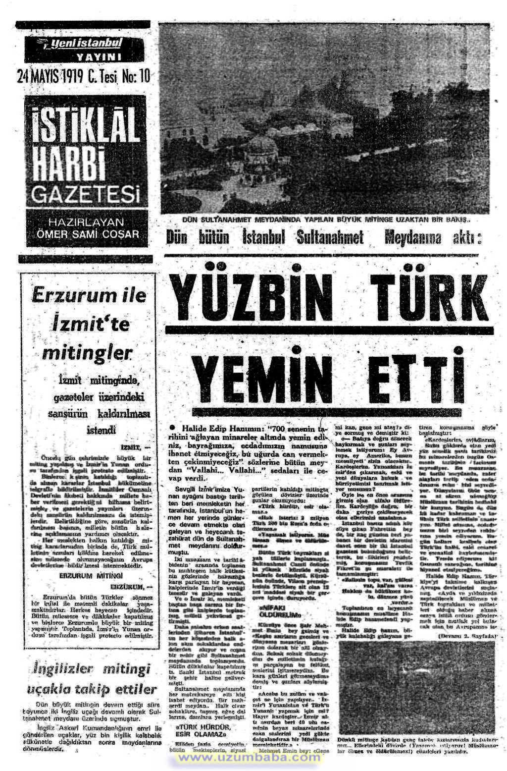 istiklal harbi gazetesi 24 mayıs 1919