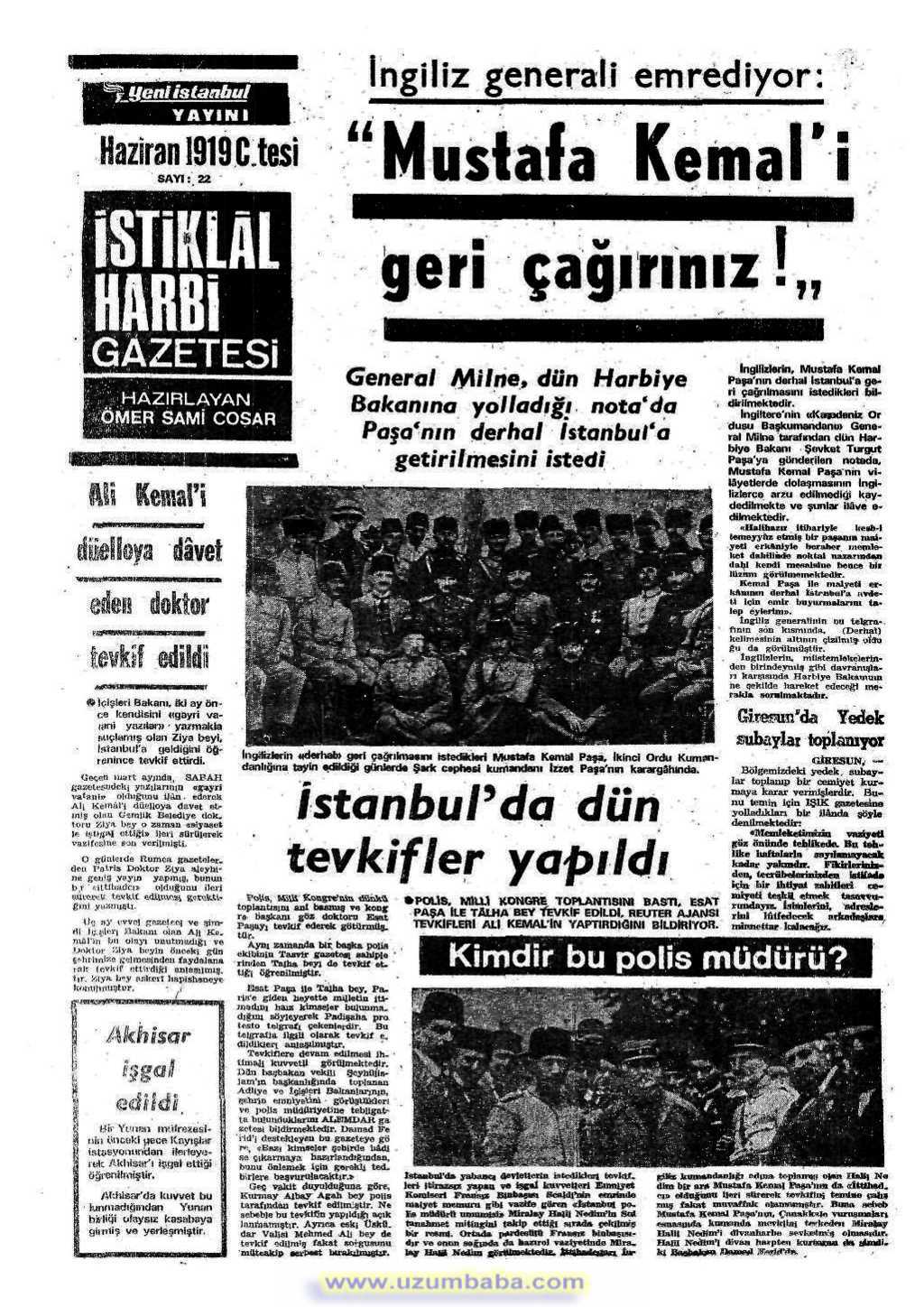 istiklal harbi gazetesi 7 haziran 1919