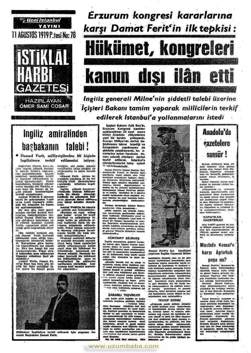 istiklal harbi gazetesi 11 ağustos (1) 1919