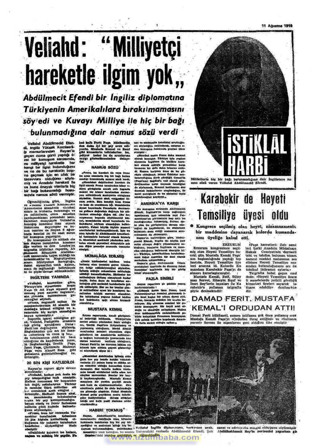 istiklal harbi gazetesi 11 ağustos (2) 1919