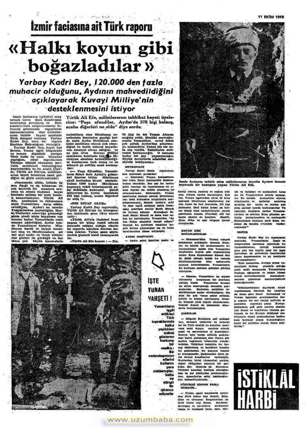 istiklal harbi gazetesi 11 ekim 1919