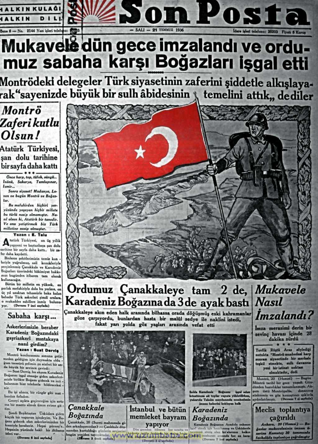 son posta gazetesi 21 temmuz 1936