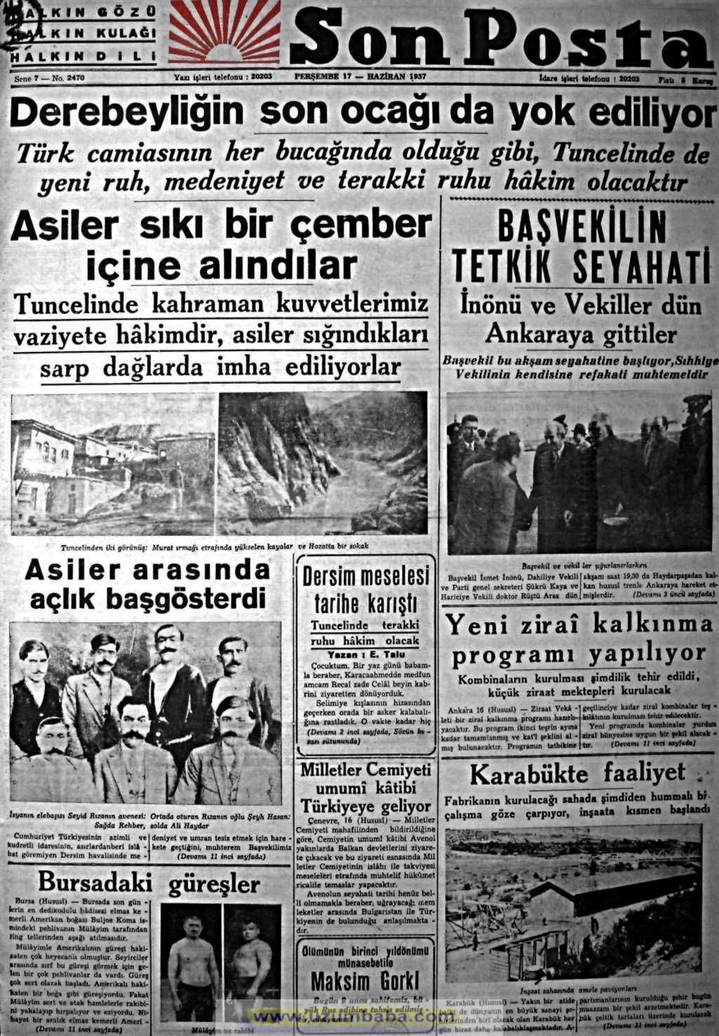 son posta gazetesi 17 haziran 1937