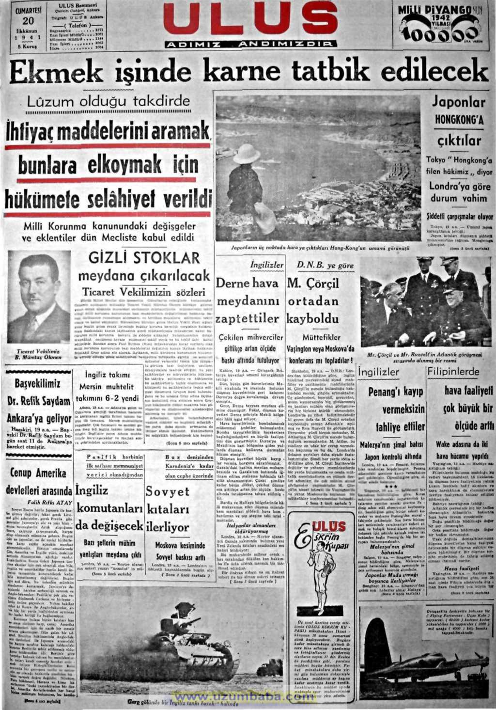 ulus gazetesi ilk kanun 1941