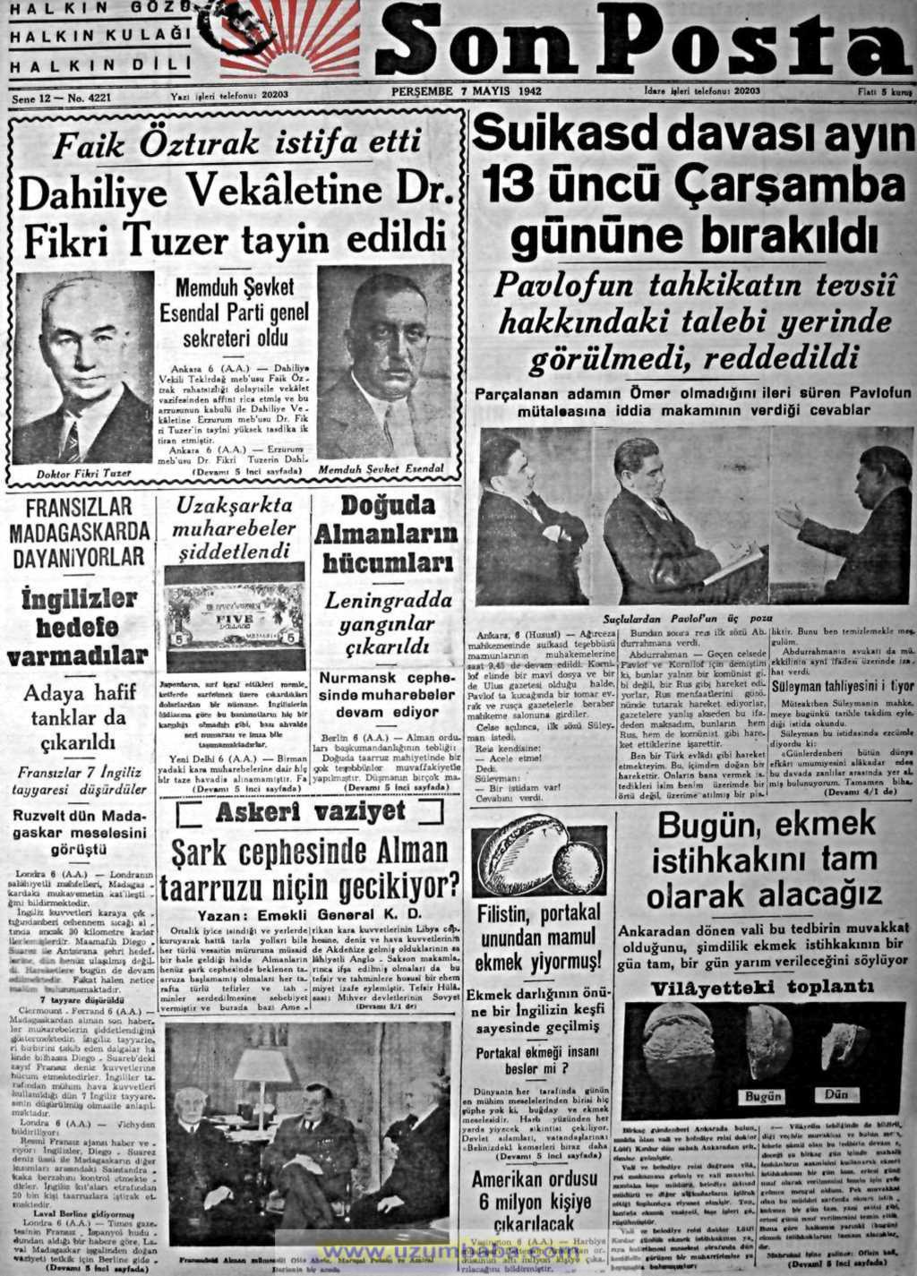 son posta gazetesi 7 mayıs 1942