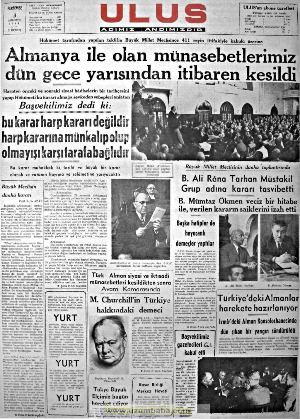 ulus gazetesi 3 ağustos 1944