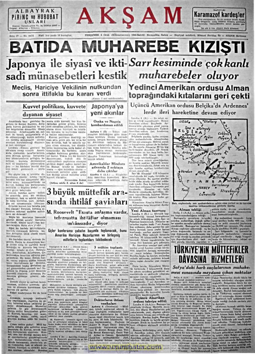 akşam gazetesi 4 ocak 1945