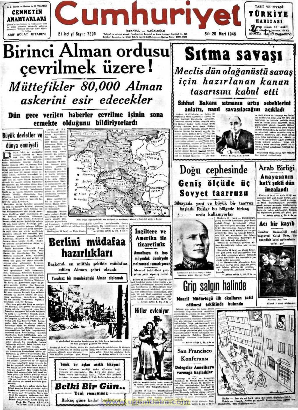 cumhuriyet gazetesi 20 mart 1945