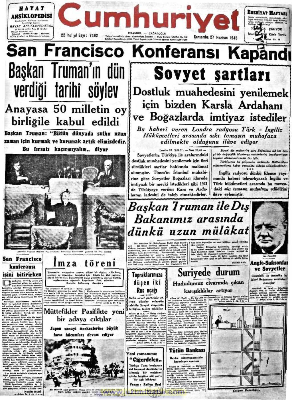 cumhuriyet gazetesi 17 eylül 1945