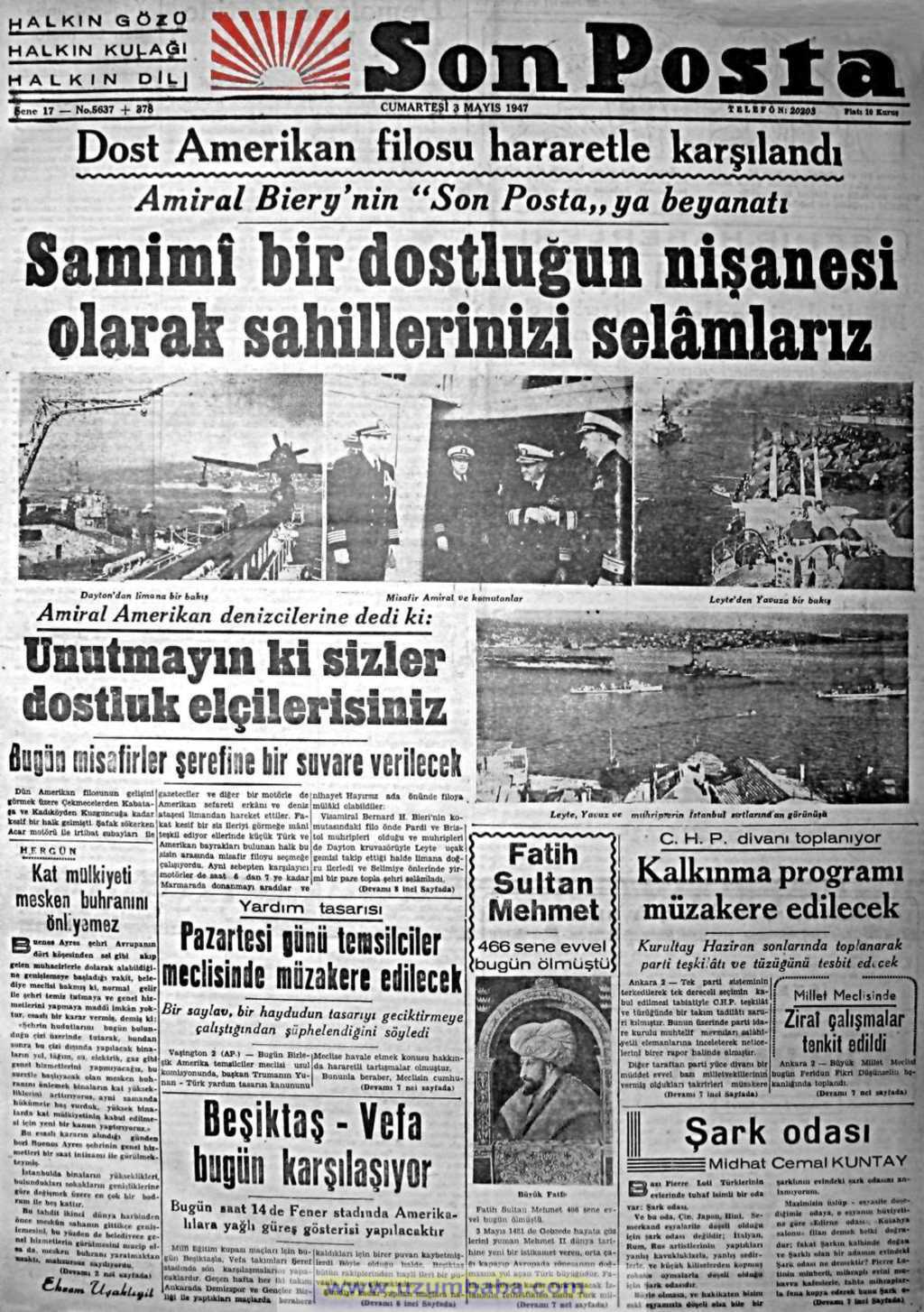 Son Posta gazetesi 3 mayıs 1947