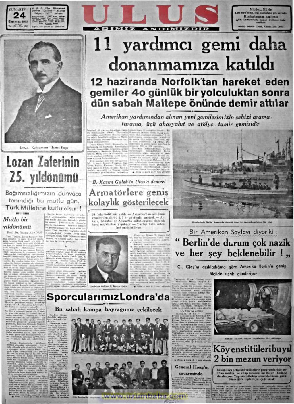 Ulus gazetesi 24 temmuz 1948