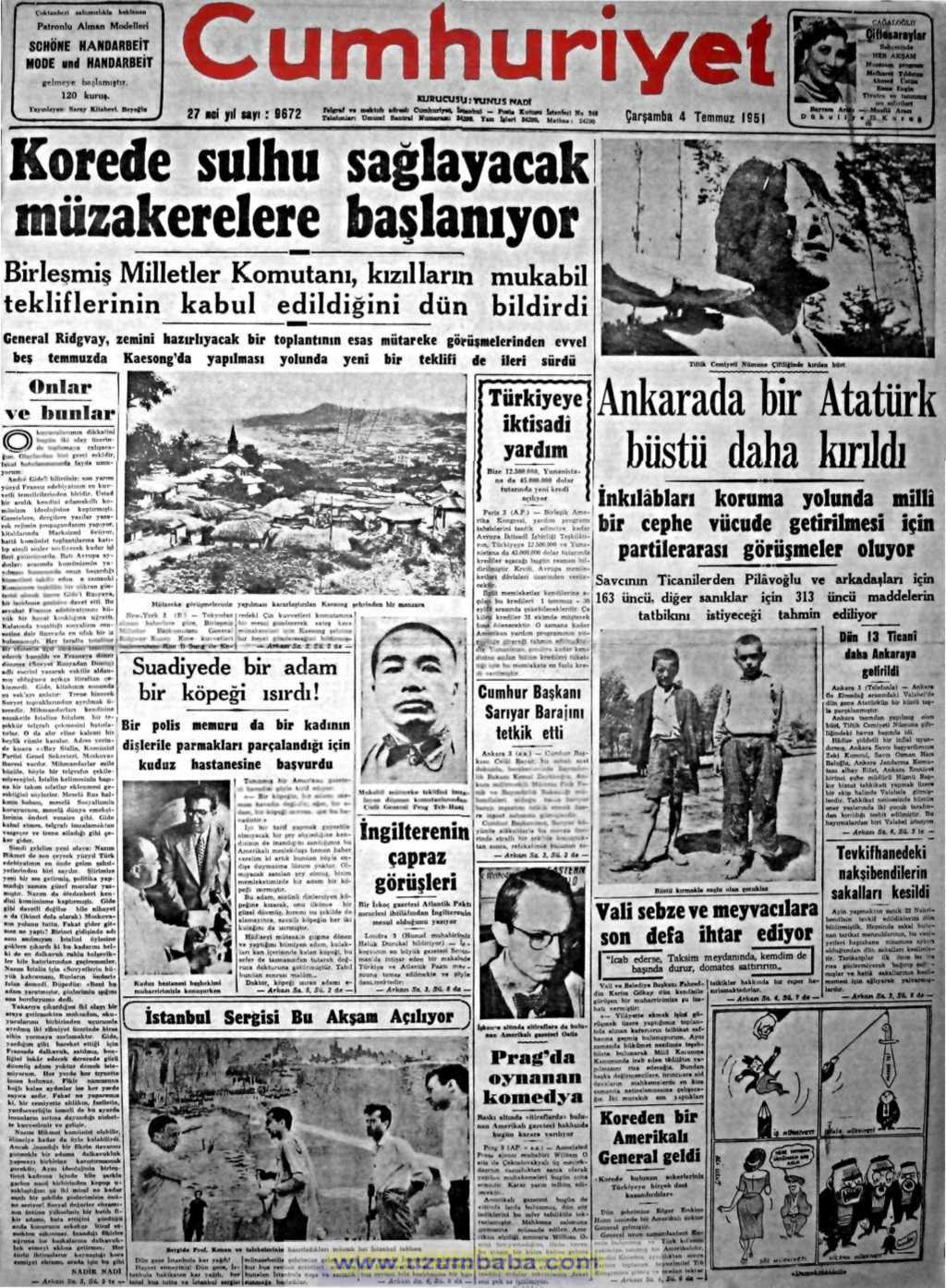 Hürriyet gazetesi 4 temmuz 1951