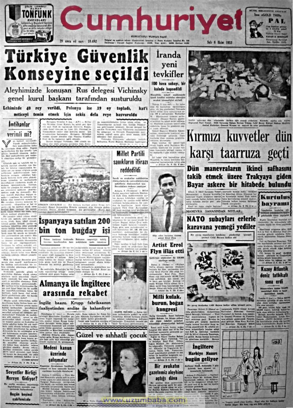 Cumhuriyet gazetesi 6 ekim 1953