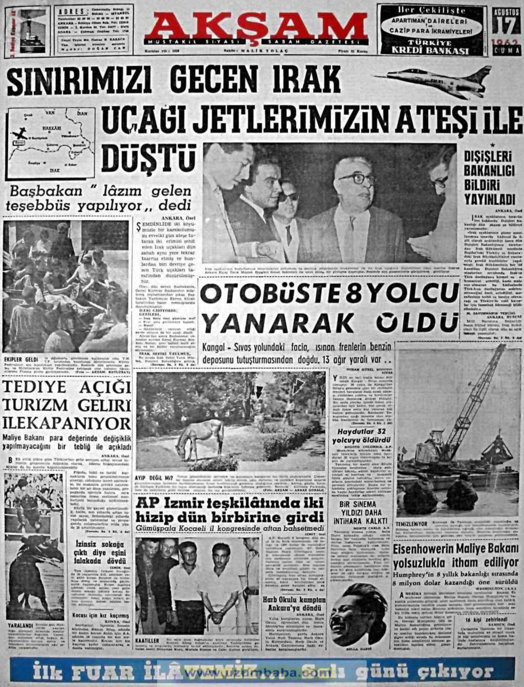 Akşam gazetesi 17 ağustos 1962