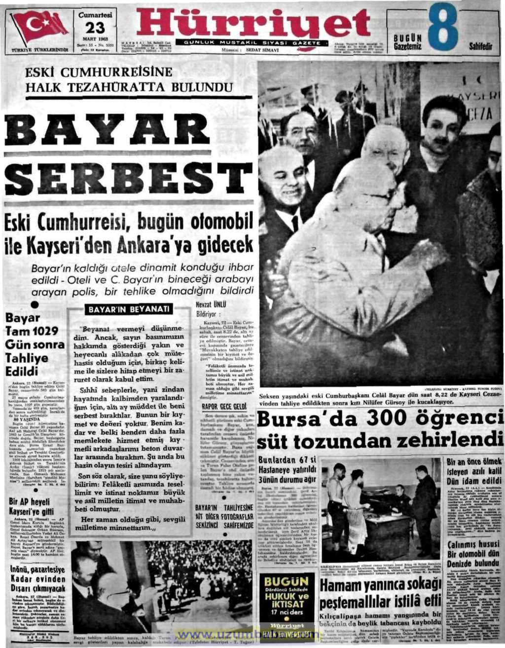 Hürriyet gazetesi 23 mart 1963