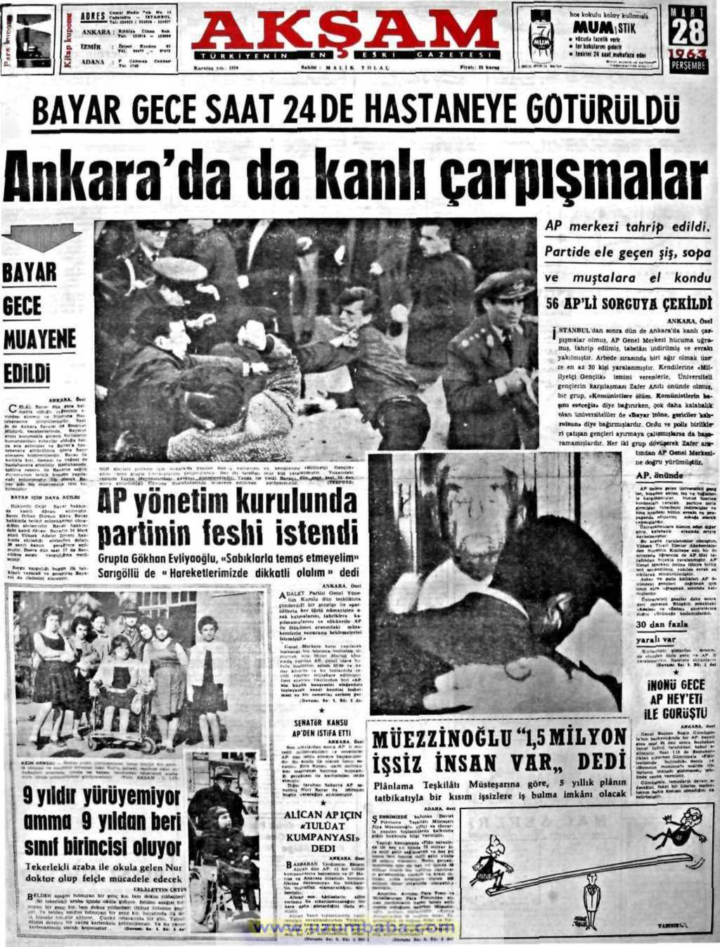 Akşam gazetesi 28 mart 1963