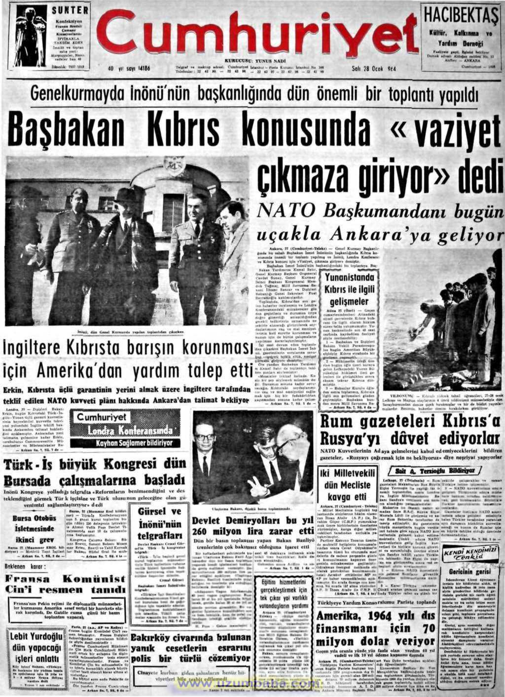 Cumhuriyet gazetesi 28 ocak 1964