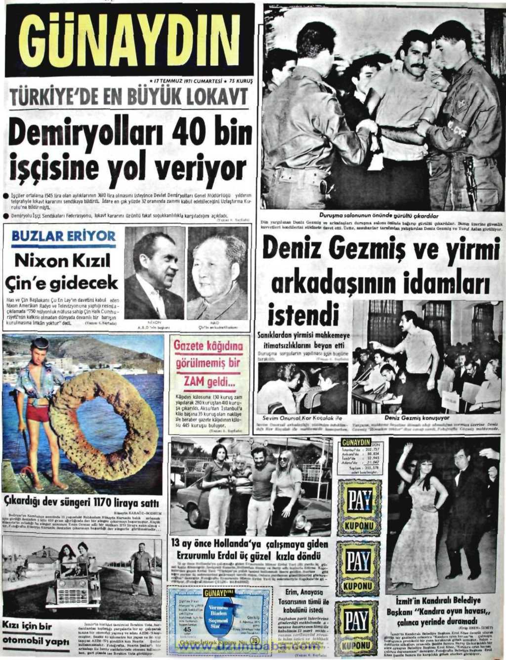 Günaydın gazetesi 17 temmuz 1971