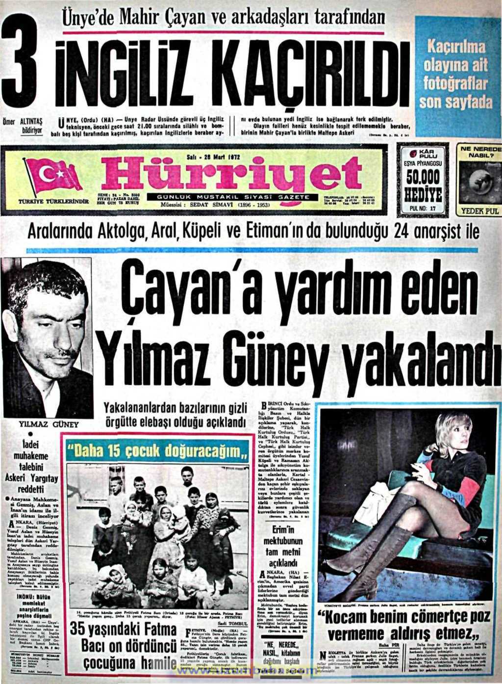 Hürriyet gazetesi 28 mart 1972