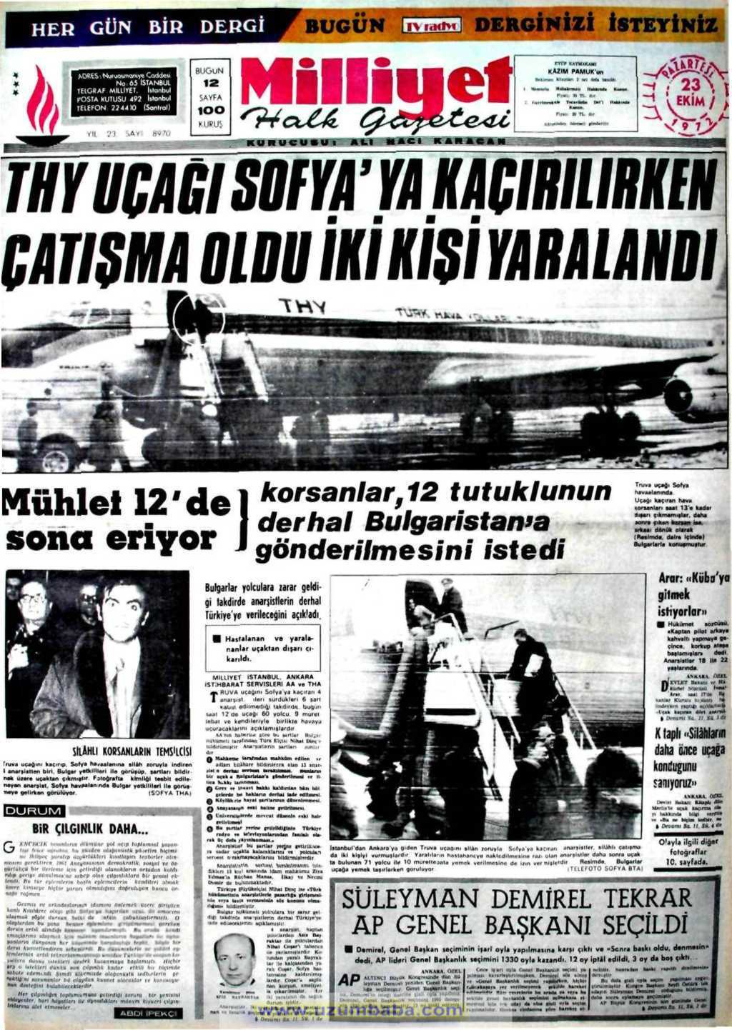 Milliyet gazetesi 23 ekim 1972