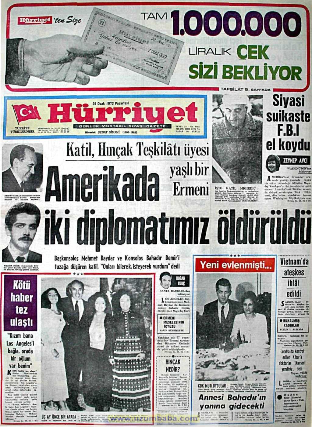 Hürriyet gazetesi 29 ocak 1973