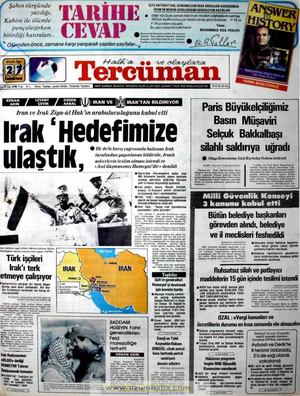 Tercüman gazetesi 17 eylül 1980