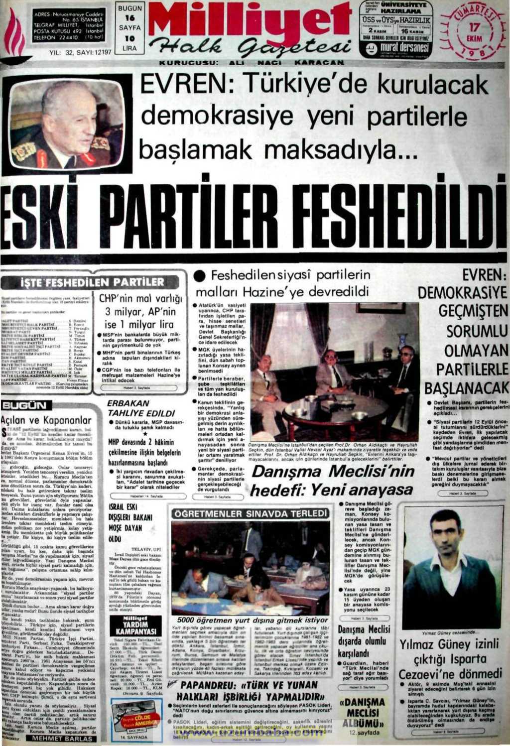 Milliyet gazetesi 17 ekim 1981