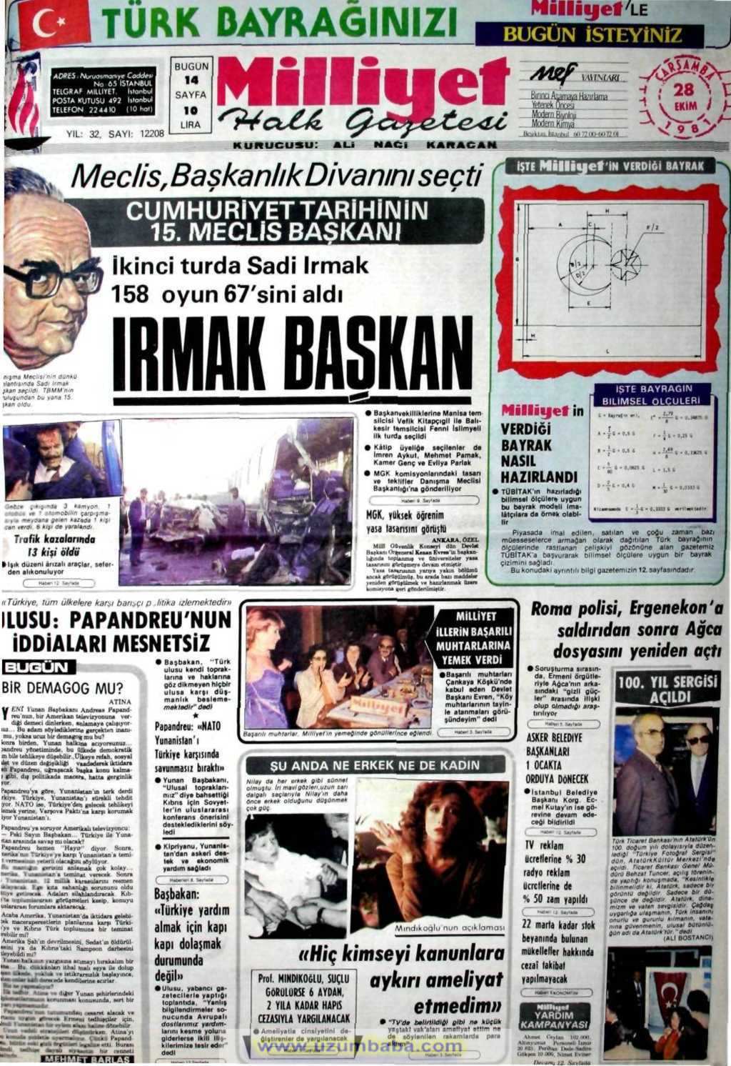 Milliyet gazetesi 28 ekim 1981