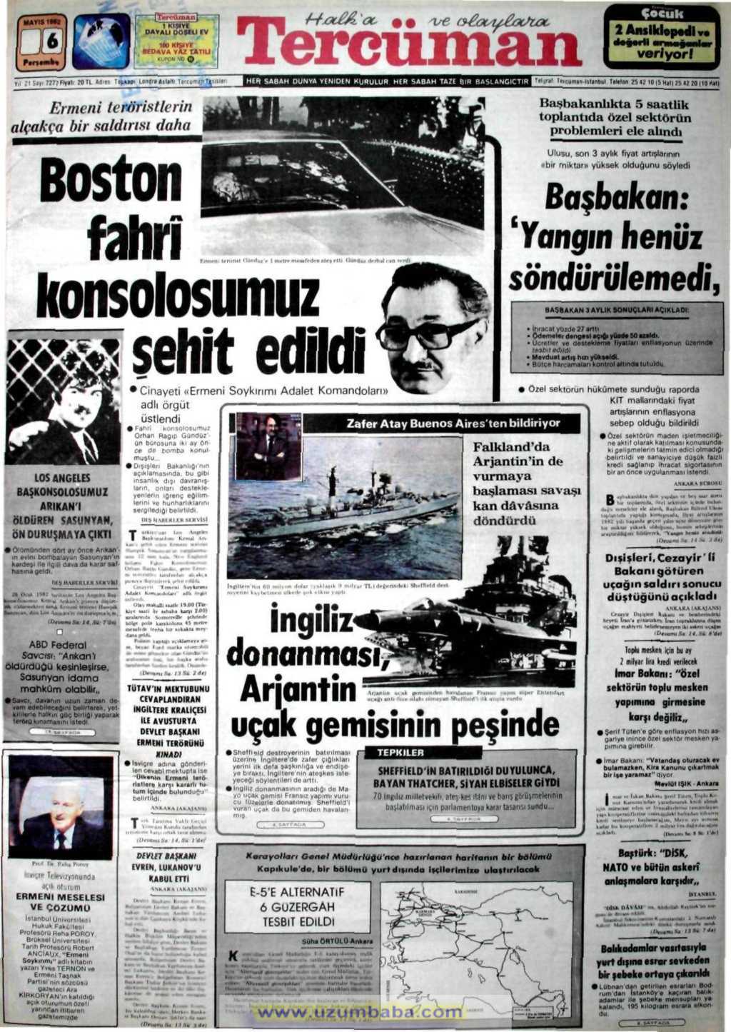 Tercüman gazetesi 6 mayıs 1982