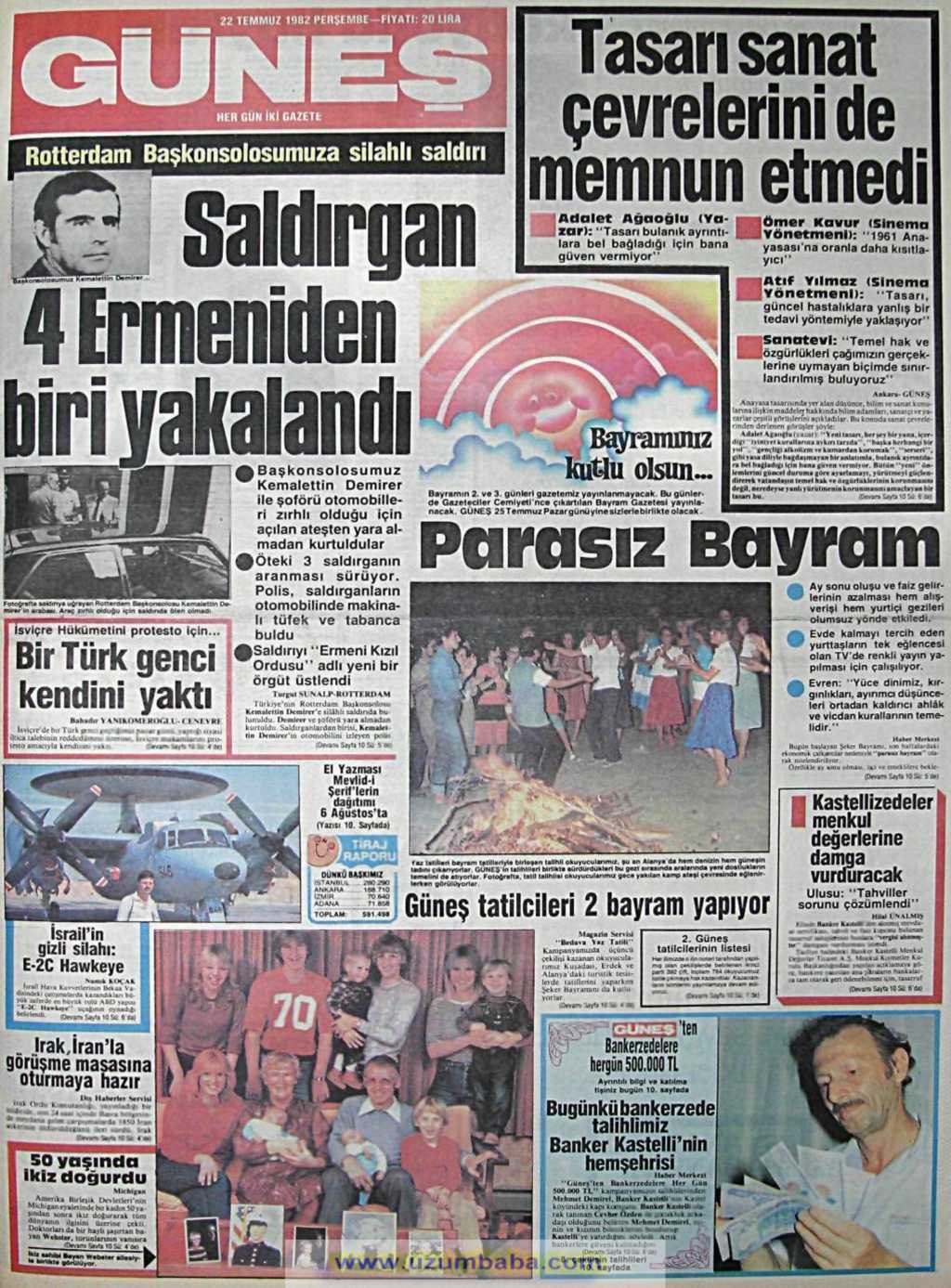 Güneş gazetesi 22 temmuz 1982