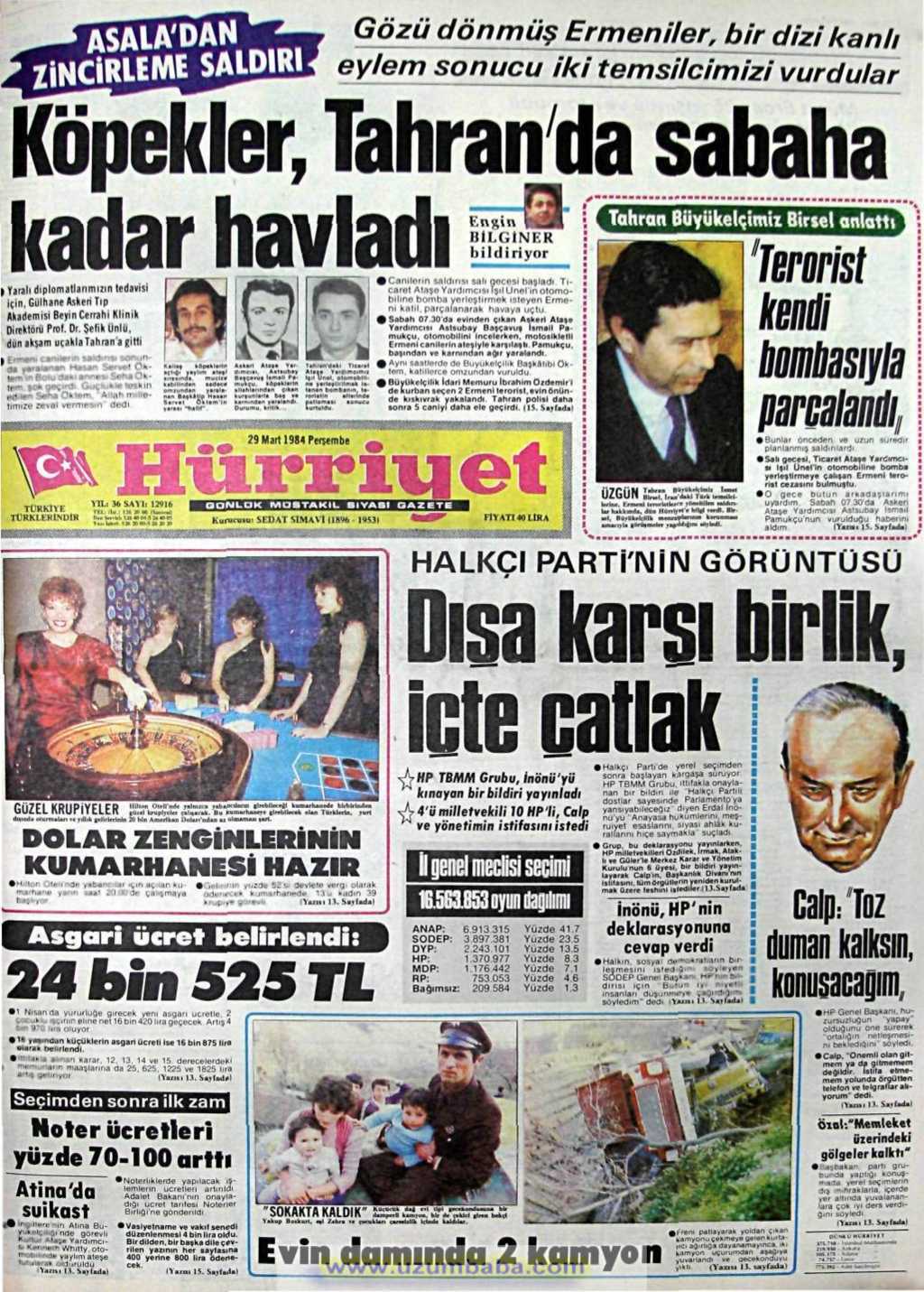 Hürriyet gazetesi 29 mart 1984