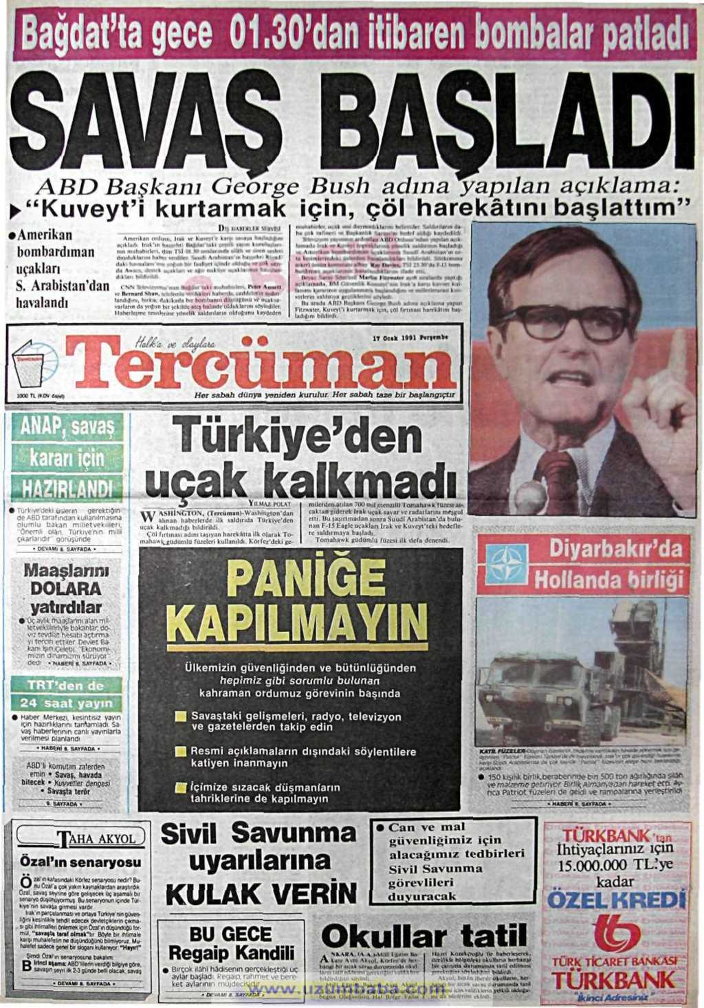 Tercüman gazetesi 17 ocak1991