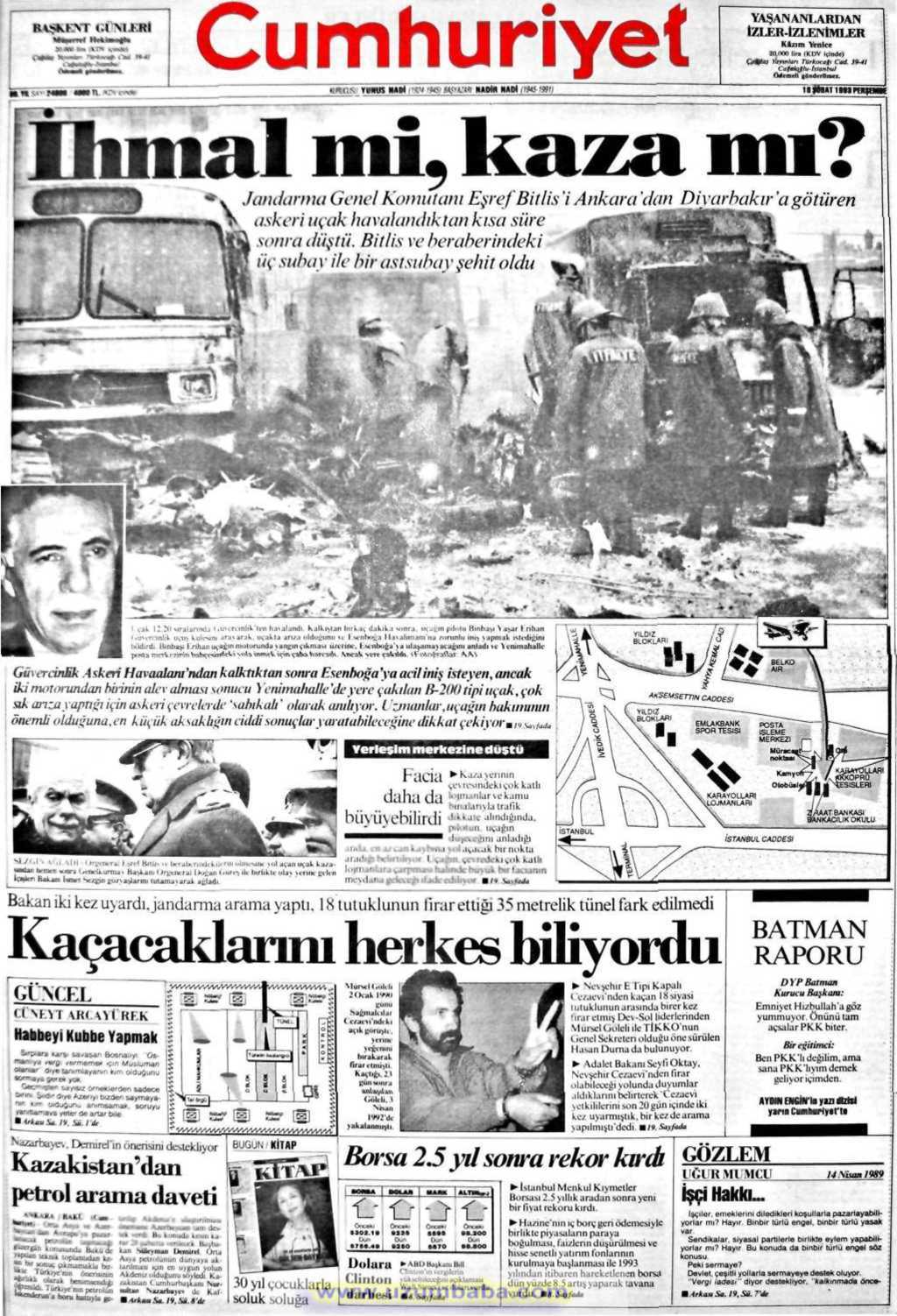 Cumhuriyet gazetesi 18 çubat 1993