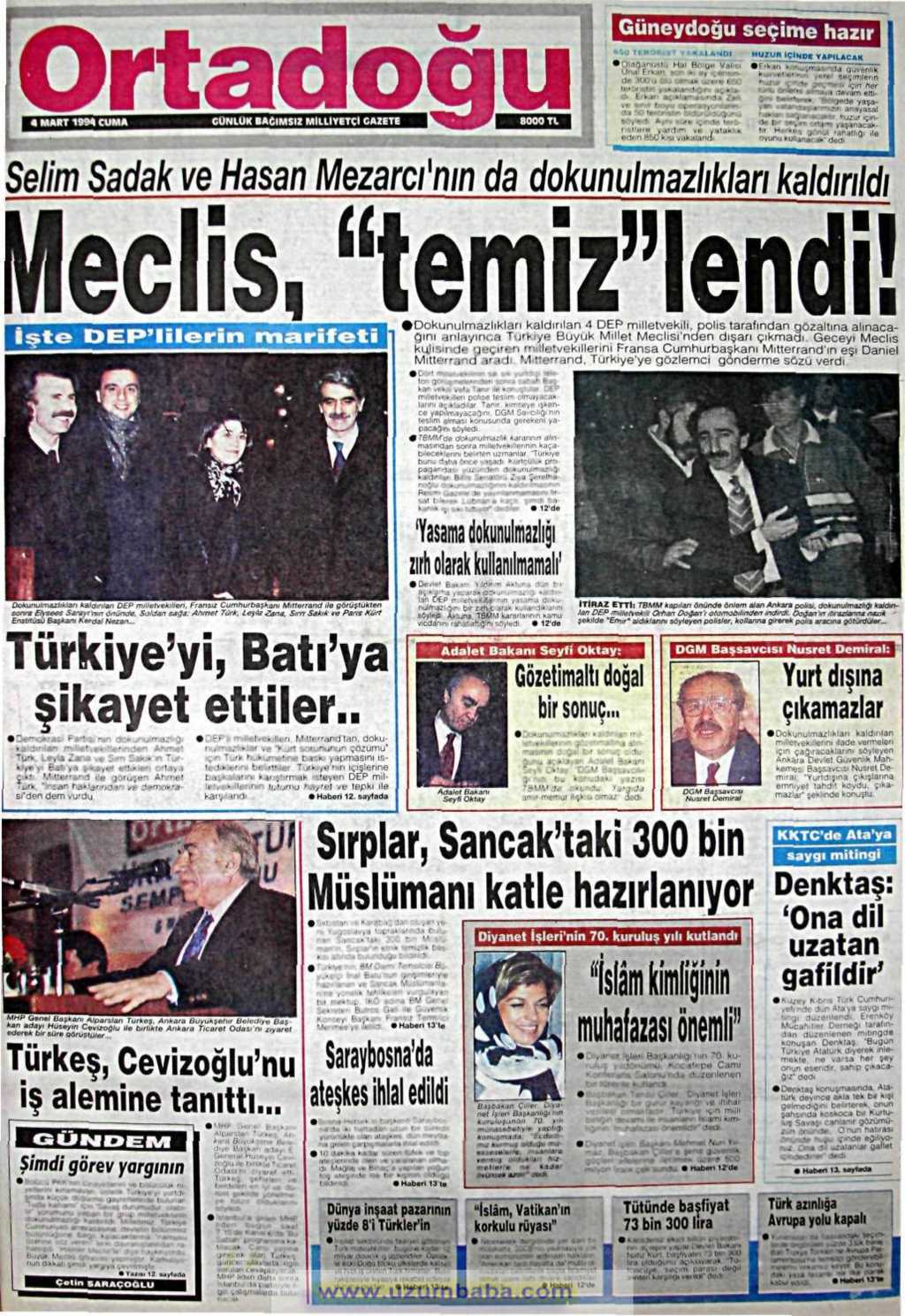 Ortadoğu gazetesi 4 mart 1994