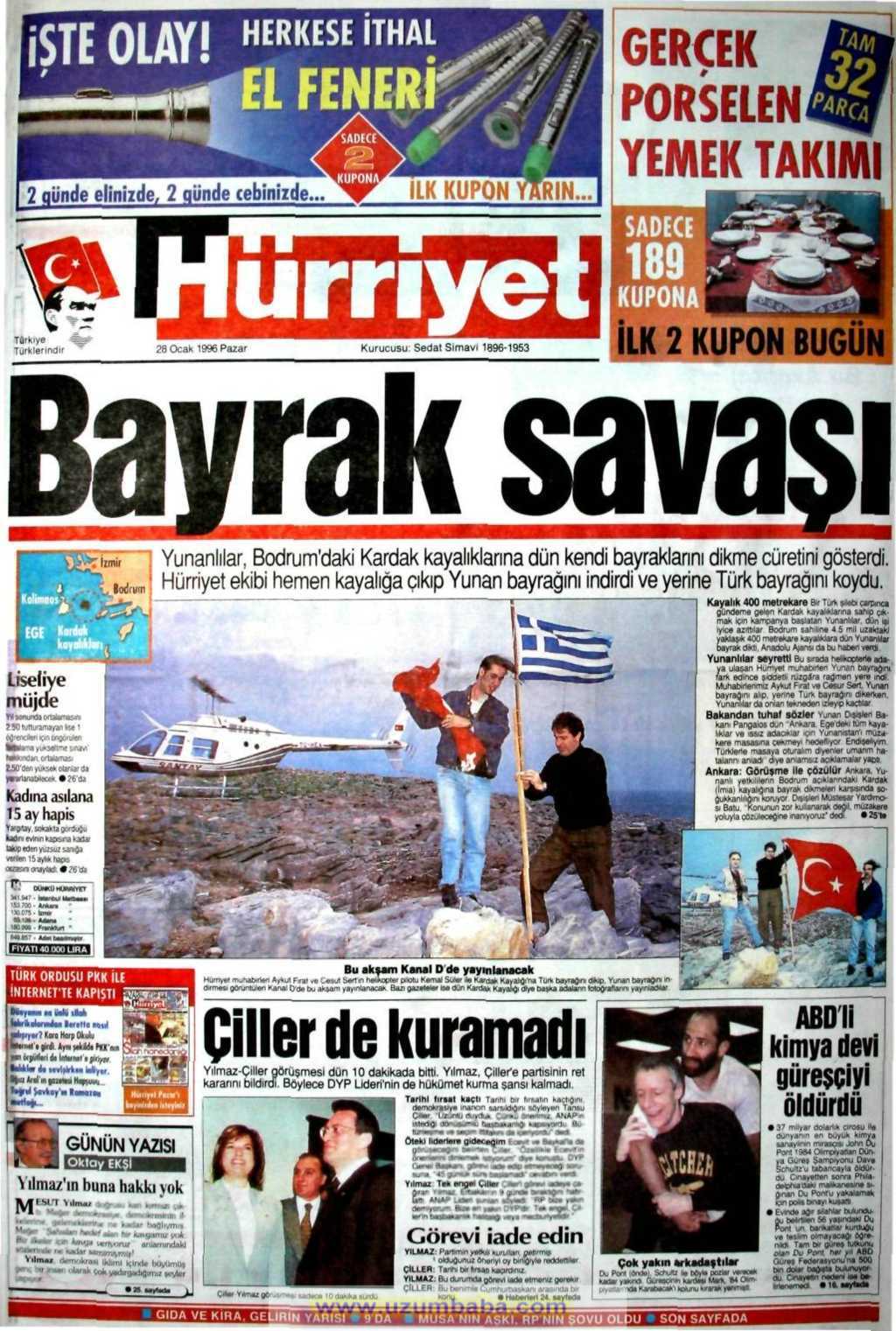 Hürrriyet gazetesi 28 ocak 1996