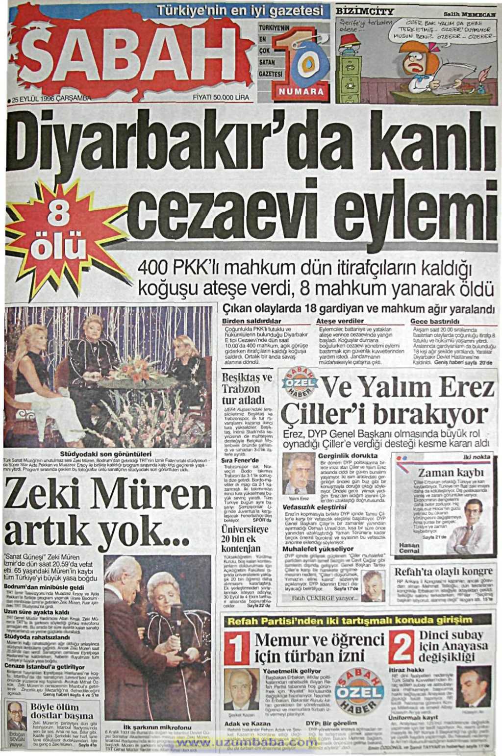 Sabah gazetesi 25 eylül 1996