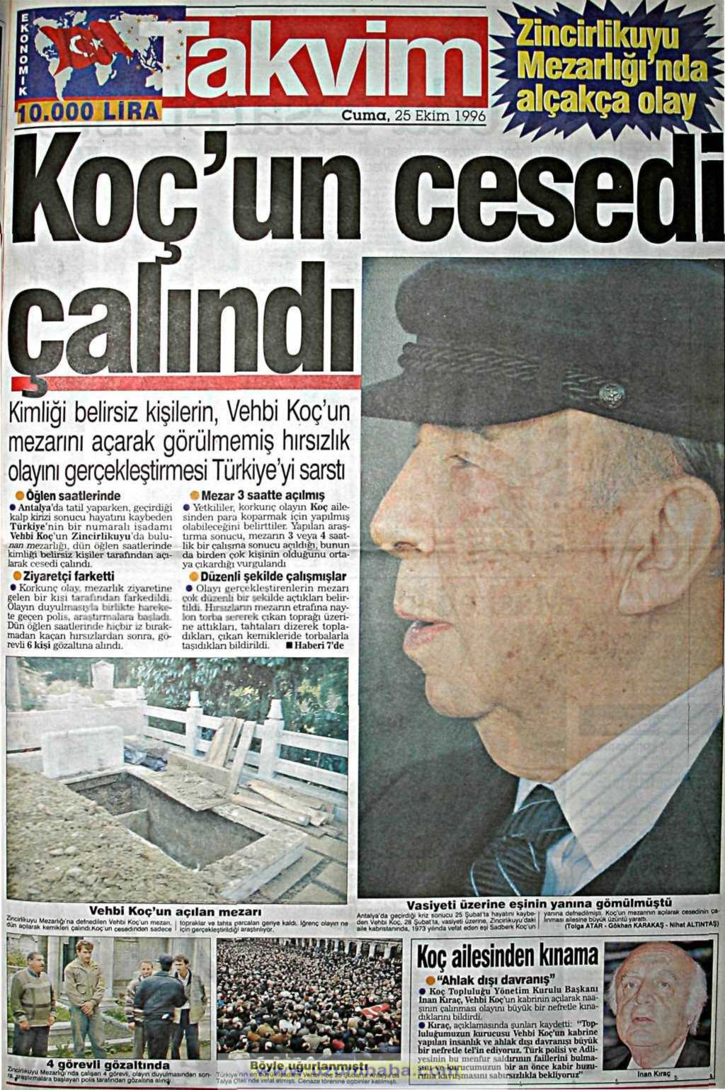 Takvim gazetesi 25 ekim 1996