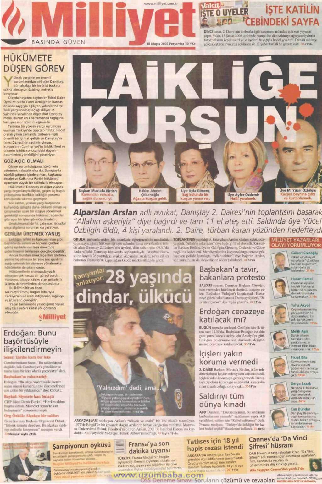 Milliyet gazetesi 18 mayıs 2006