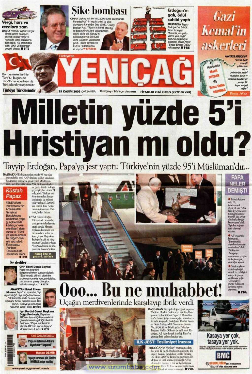 Yeniçağ gazetesi 29 kasım 2006