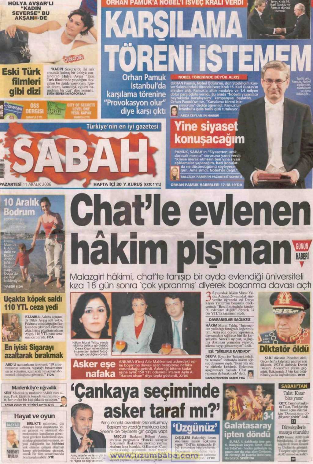 Sabah gazetesi 11 aralık 2006