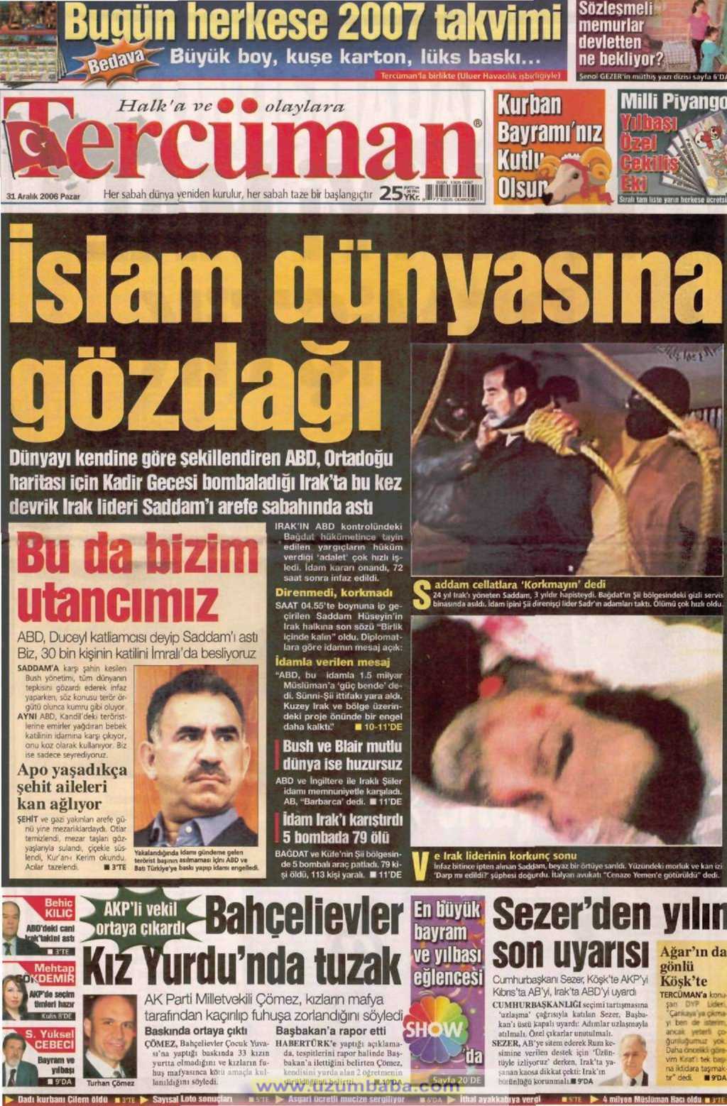 Tercüman gazetesi 31 aralık 2006