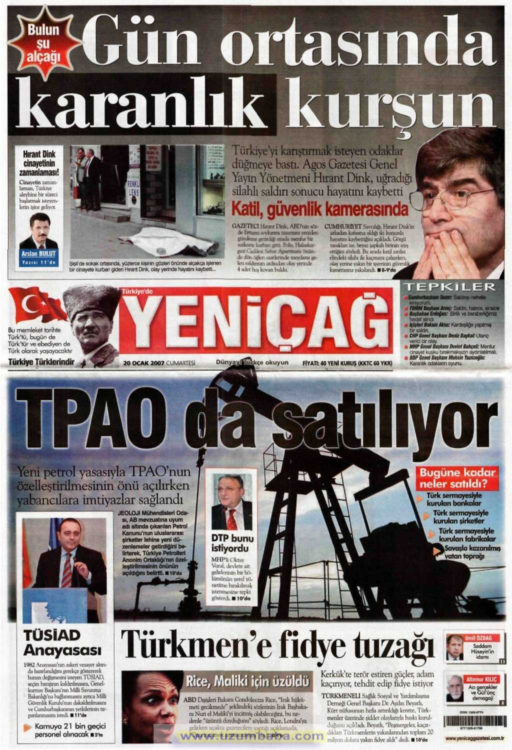 Yeniçağ gazetesi 20 ocak 2007